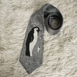 A. Rogers Men's Necktie Neck Tie Mother and Baby Snowy Winter Penguin